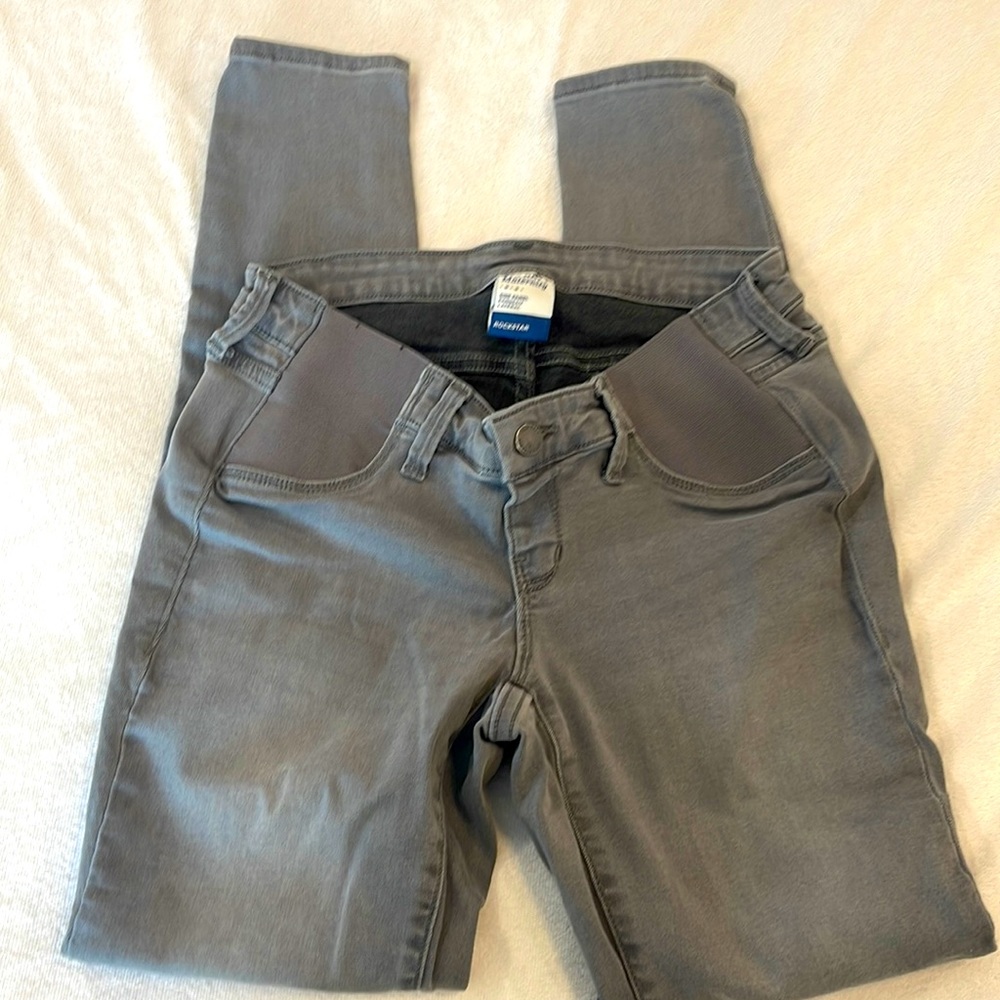 Old Navy maternity rockstar side panel gray jeans